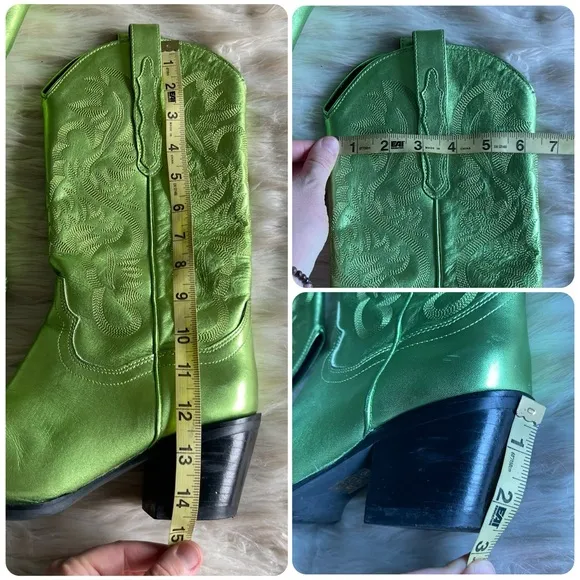 Jeffrey Campbell Dagget Metallic Western Boots in Green