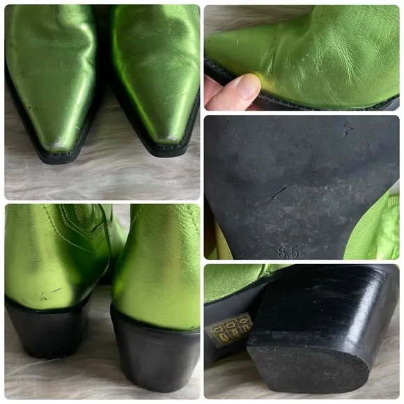 Jeffrey Campbell Dagget Metallic Western Boots in Green
