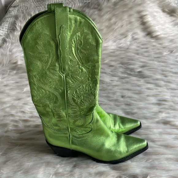 Jeffrey Campbell Dagget Metallic Western Boots in Green
