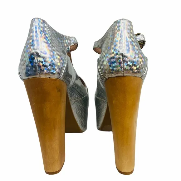 Jeffrey Campbell Platform Foxy Wood Holographic Heels