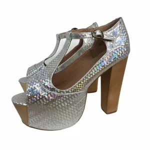Jeffrey Campbell Platform Foxy Wood Holographic Heels