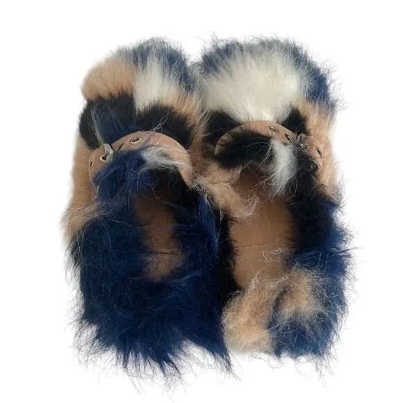 Jeffrey Campbell RLXATHOME Fuzzy  Faux Fur Slip On Mules Shoes Size 5