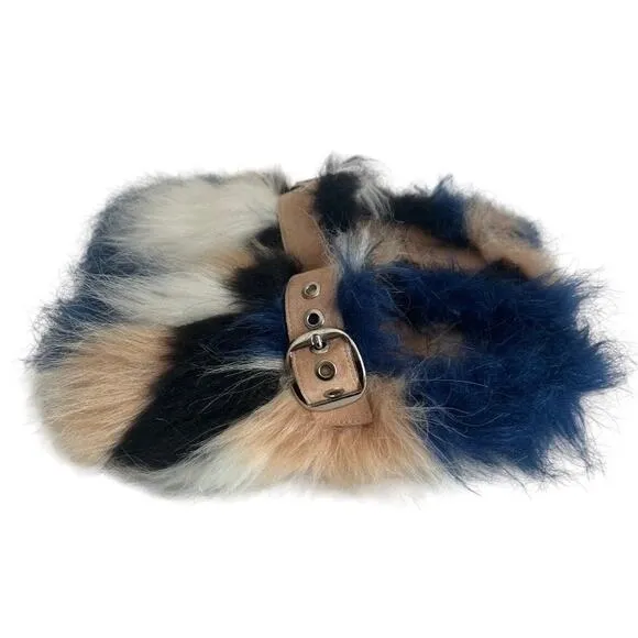Jeffrey Campbell RLXATHOME Fuzzy  Faux Fur Slip On Mules Shoes Size 5
