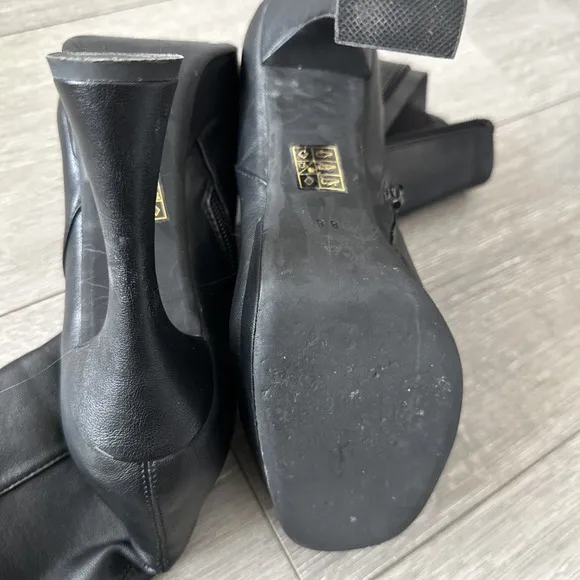 Jeffrey Campbell Women Size 8.5 Belair Platform Boots Black Leather Whimsygoth