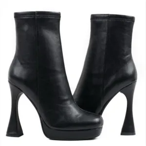 Jeffrey Campbell Women Size 8.5 Belair Platform Boots Black Leather Whimsygoth