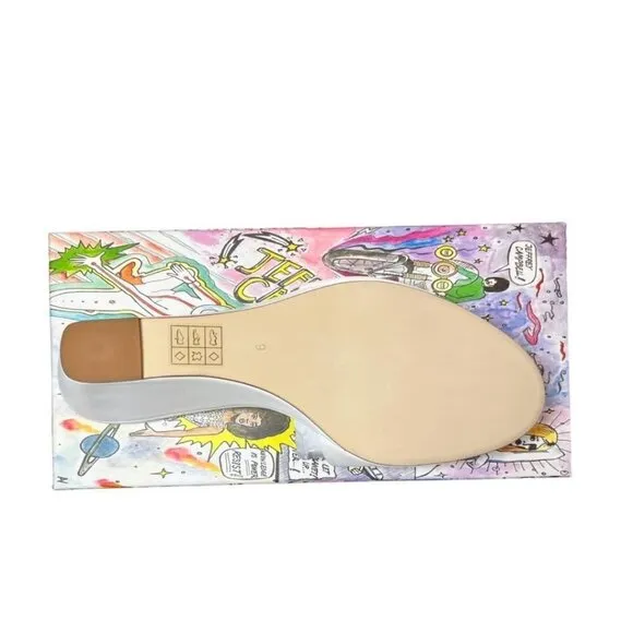 Jeffrey Campbell Womens White Leather Open Toe Slip On Wedge Sandals Sz 9 NIB