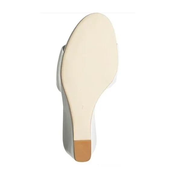 Jeffrey Campbell Womens White Leather Open Toe Slip On Wedge Sandals Sz 9 NIB