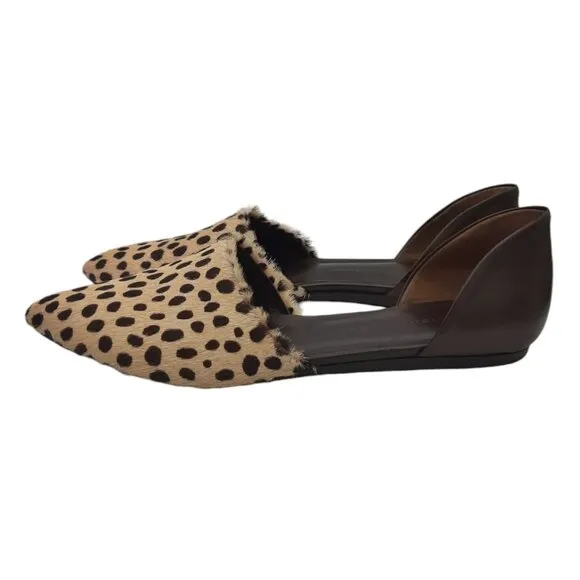 Jenni Kayne Animal Print Fur &amp; Leather Pointed Toe D’Orsay Shoes SZ 38