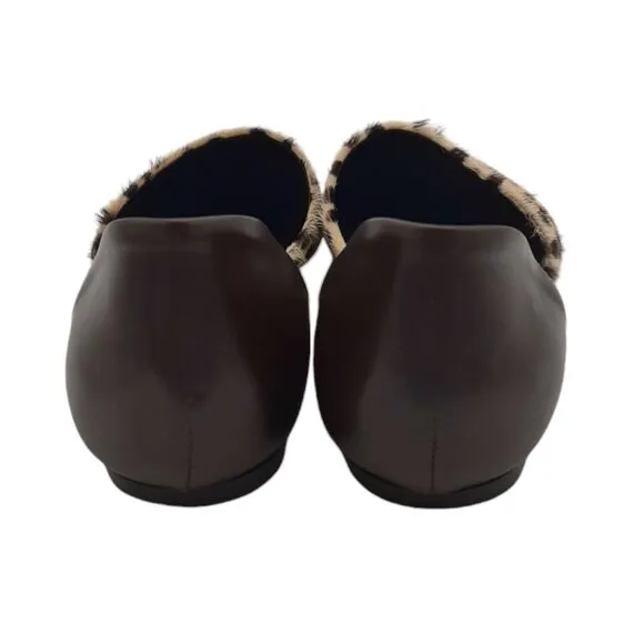 Jenni Kayne Animal Print Fur &amp; Leather Pointed Toe D’Orsay Shoes SZ 38