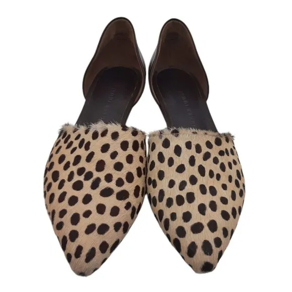 Jenni Kayne Animal Print Fur &amp; Leather Pointed Toe D’Orsay Shoes SZ 38