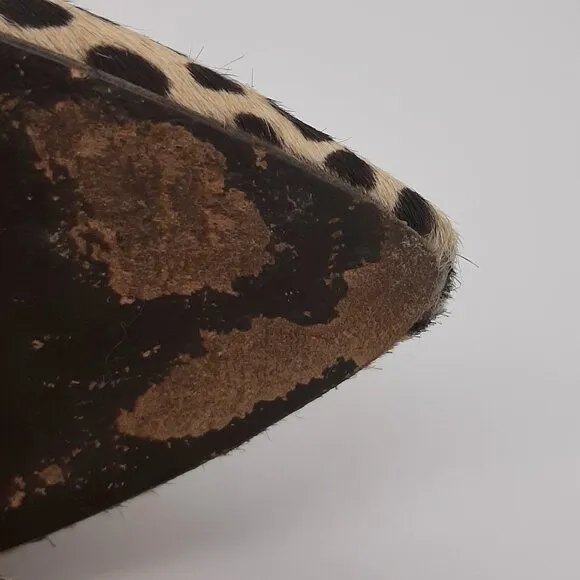 Jenni Kayne Animal Print Fur &amp; Leather Pointed Toe D’Orsay Shoes SZ 38