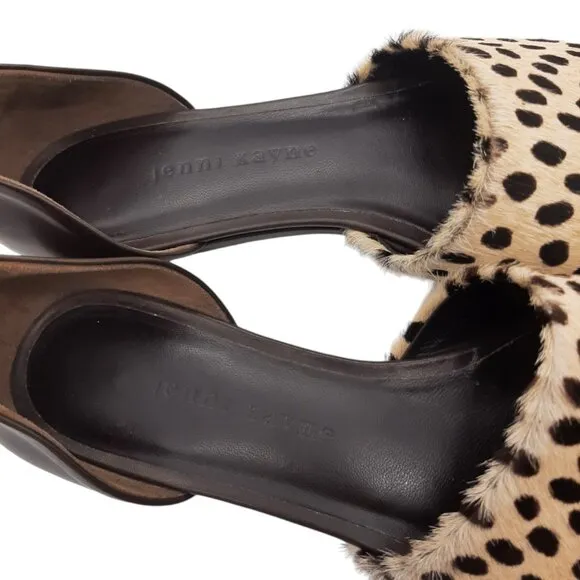 Jenni Kayne Animal Print Fur &amp; Leather Pointed Toe D’Orsay Shoes SZ 38