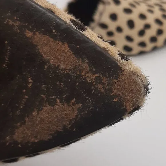 Jenni Kayne Animal Print Fur &amp; Leather Pointed Toe D’Orsay Shoes SZ 38