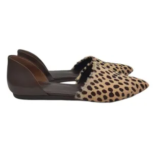 Jenni Kayne Animal Print Fur &amp; Leather Pointed Toe D’Orsay Shoes SZ 38