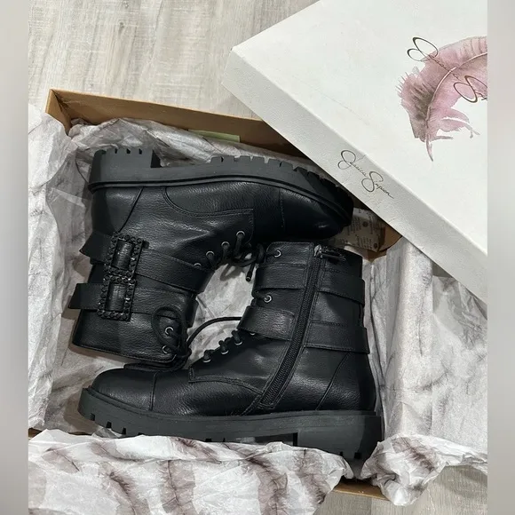 Jessica Simpson Kerina Black Fashion Combat Boots Size 7M