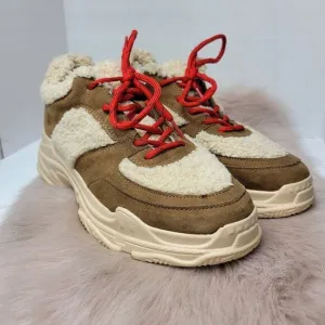 Jessica Simpson Women's Sporta2 Fur Chunky  Sneaker Shoes Size 8