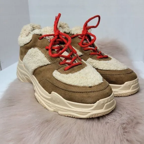 Jessica Simpson Women's Sporta2 Fur Chunky  Sneaker Shoes Size 8