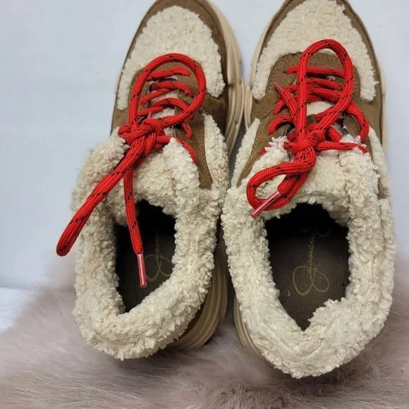 Jessica Simpson Women's Sporta2 Fur Chunky  Sneaker Shoes Size 8