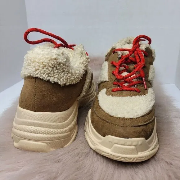 Jessica Simpson Women's Sporta2 Fur Chunky  Sneaker Shoes Size 8
