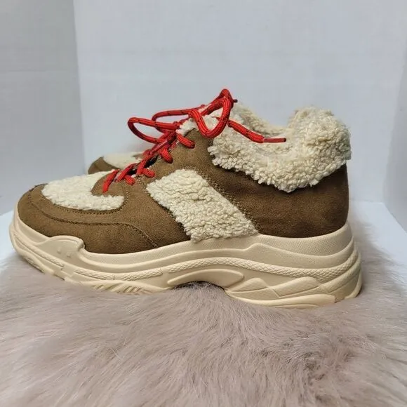 Jessica Simpson Women's Sporta2 Fur Chunky  Sneaker Shoes Size 8