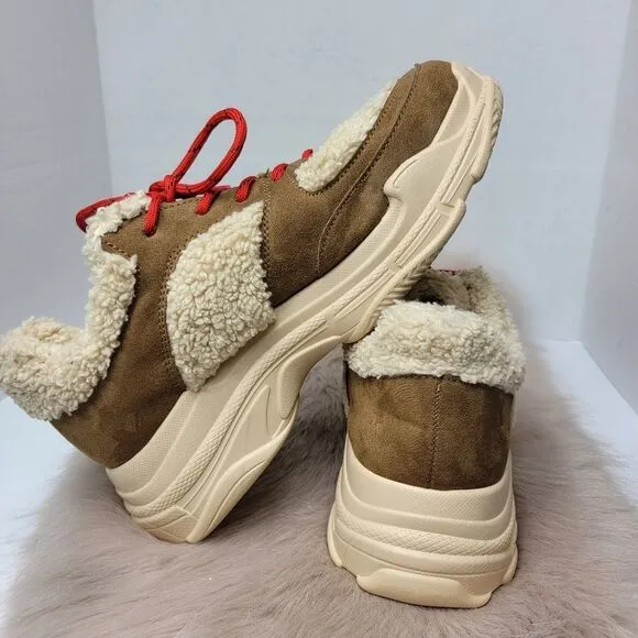 Jessica Simpson Women's Sporta2 Fur Chunky  Sneaker Shoes Size 8