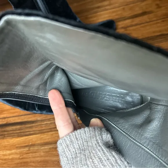 Jil Sander Black Velvet Heeled Boots with Sleek Silhouette 6.5