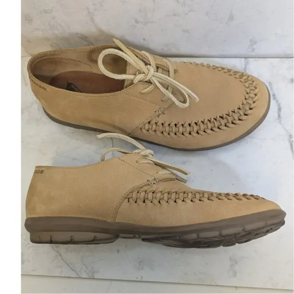 John Fluevog Travel Vogs Lace Up casual Shoes Leather tan mens 10