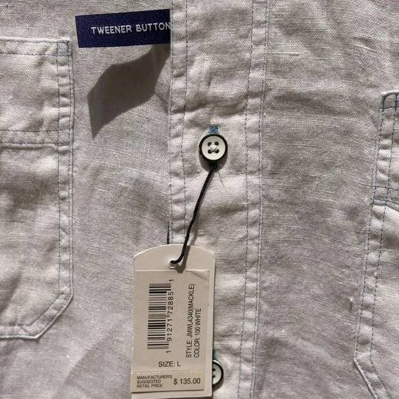 Johnnie-O Mackle long sleeve linen button down White Large