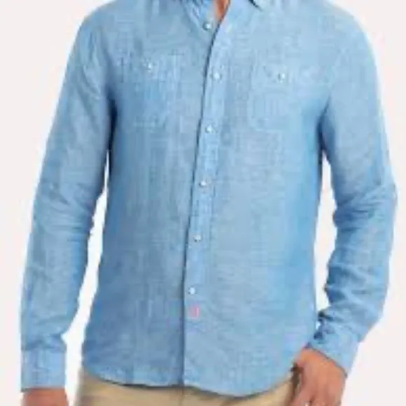 Johnnie-O Mackle long sleeve linen button down White Large