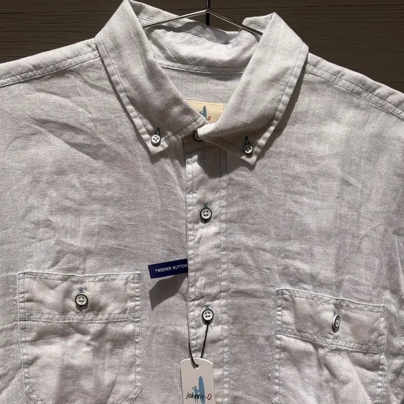 Johnnie-O Mackle long sleeve linen button down White Large