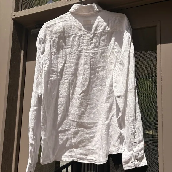Johnnie-O Mackle long sleeve linen button down White Large