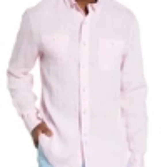 Johnnie-O Mackle long sleeve linen button down White Large