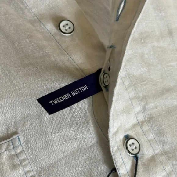 Johnnie-O Mackle long sleeve linen button down White Large