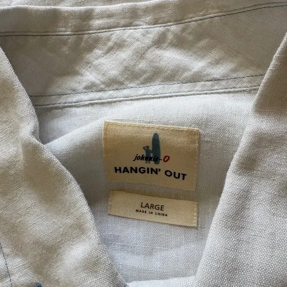 Johnnie-O Mackle long sleeve linen button down White Large