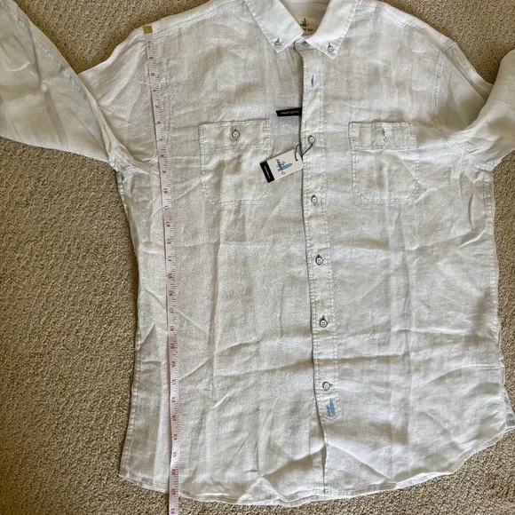 Johnnie-O Mackle long sleeve linen button down White Large
