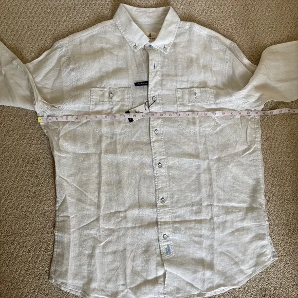 Johnnie-O Mackle long sleeve linen button down White Large