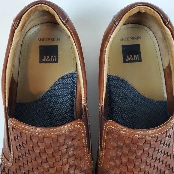 Johnston &amp; Murphy Mcguffey Woven Sheepskin Basketweave Slip On Shoes Size 13 Men