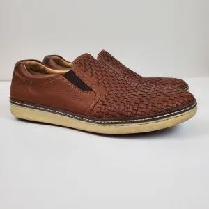 Johnston &amp; Murphy Mcguffey Woven Sheepskin Basketweave Slip On Shoes Size 13 Men