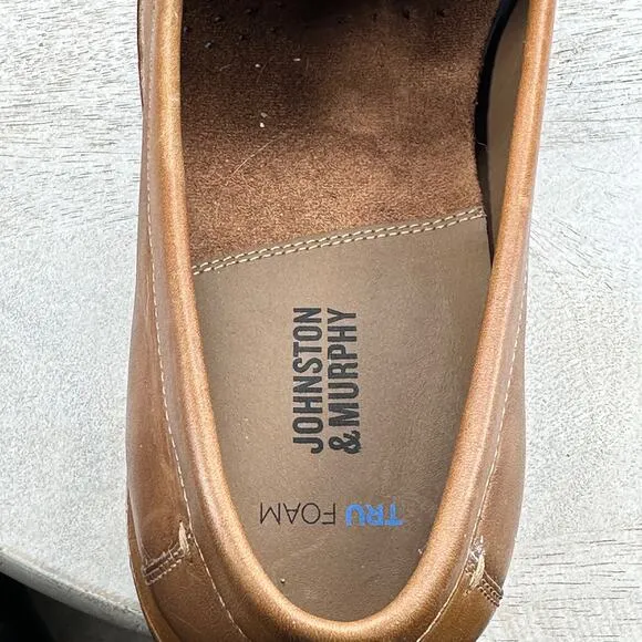 Johnston &amp; Murphy Mens Loafers Size 10.5 Brown Slip On Tru Foam Slip On Shoe New