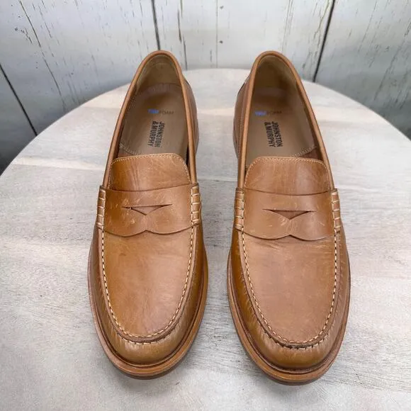 Johnston &amp; Murphy Mens Loafers Size 10.5 Brown Slip On Tru Foam Slip On Shoe New