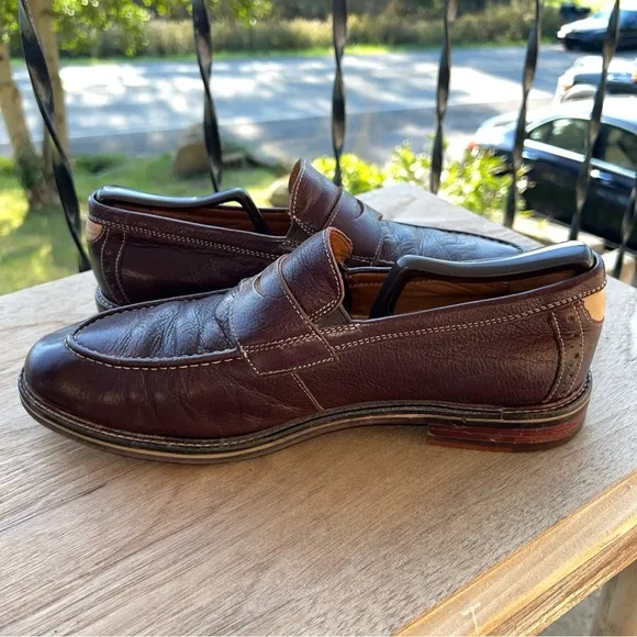 Johnston &amp; Murphy Men's Shoes Size 8.5M Brown Leather Slip-on  Penny Flex