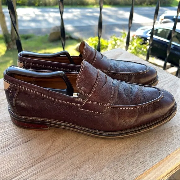 Johnston &amp; Murphy Men's Shoes Size 8.5M Brown Leather Slip-on  Penny Flex