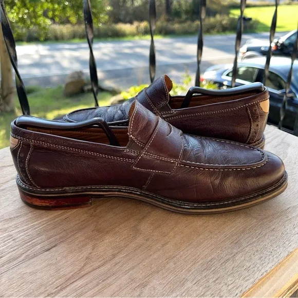 Johnston &amp; Murphy Men's Shoes Size 8.5M Brown Leather Slip-on  Penny Flex