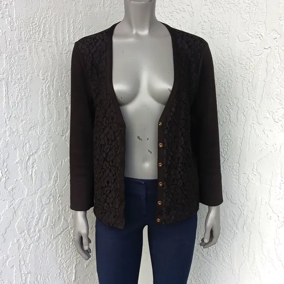 JONES NY SIGNATURE PURE COTTON BLACK FLORAL CARDIGAN SWEATER