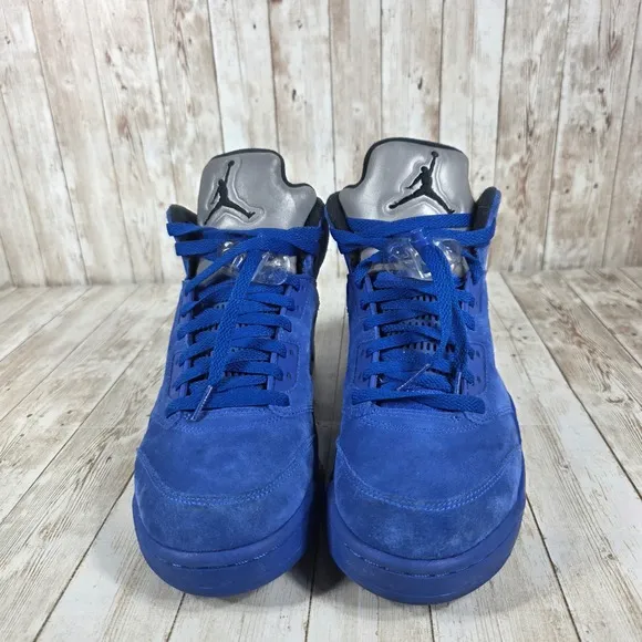 Jordan 5 Retro Blue Suede Basketball Shoes Sneakers Premium Comfort 8.5