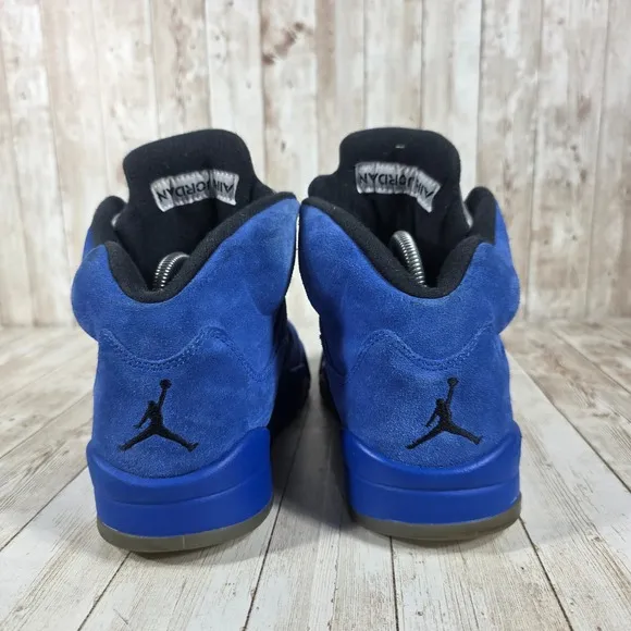 Jordan 5 Retro Blue Suede Basketball Shoes Sneakers Premium Comfort 8.5