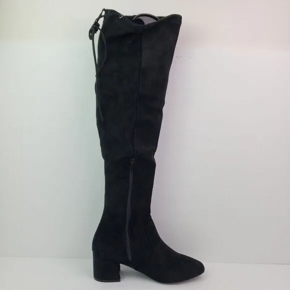 Jorya Ollie Womens Size 7 Black Fashion Over The Knee Block Heel Boots