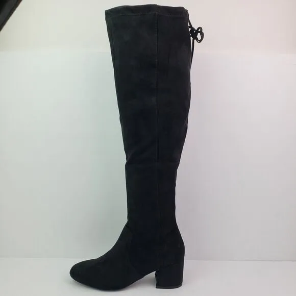 Jorya Ollie Womens Size 7 Black Fashion Over The Knee Block Heel Boots