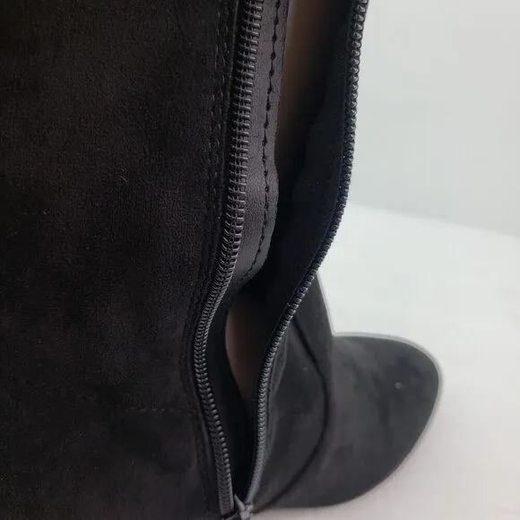 Jorya Ollie Womens Size 7 Black Fashion Over The Knee Block Heel Boots