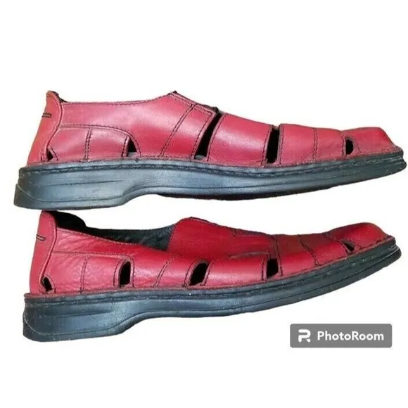 Josef Seibel Red Leather Slip On Womens Comfort Shoes Size EU 37